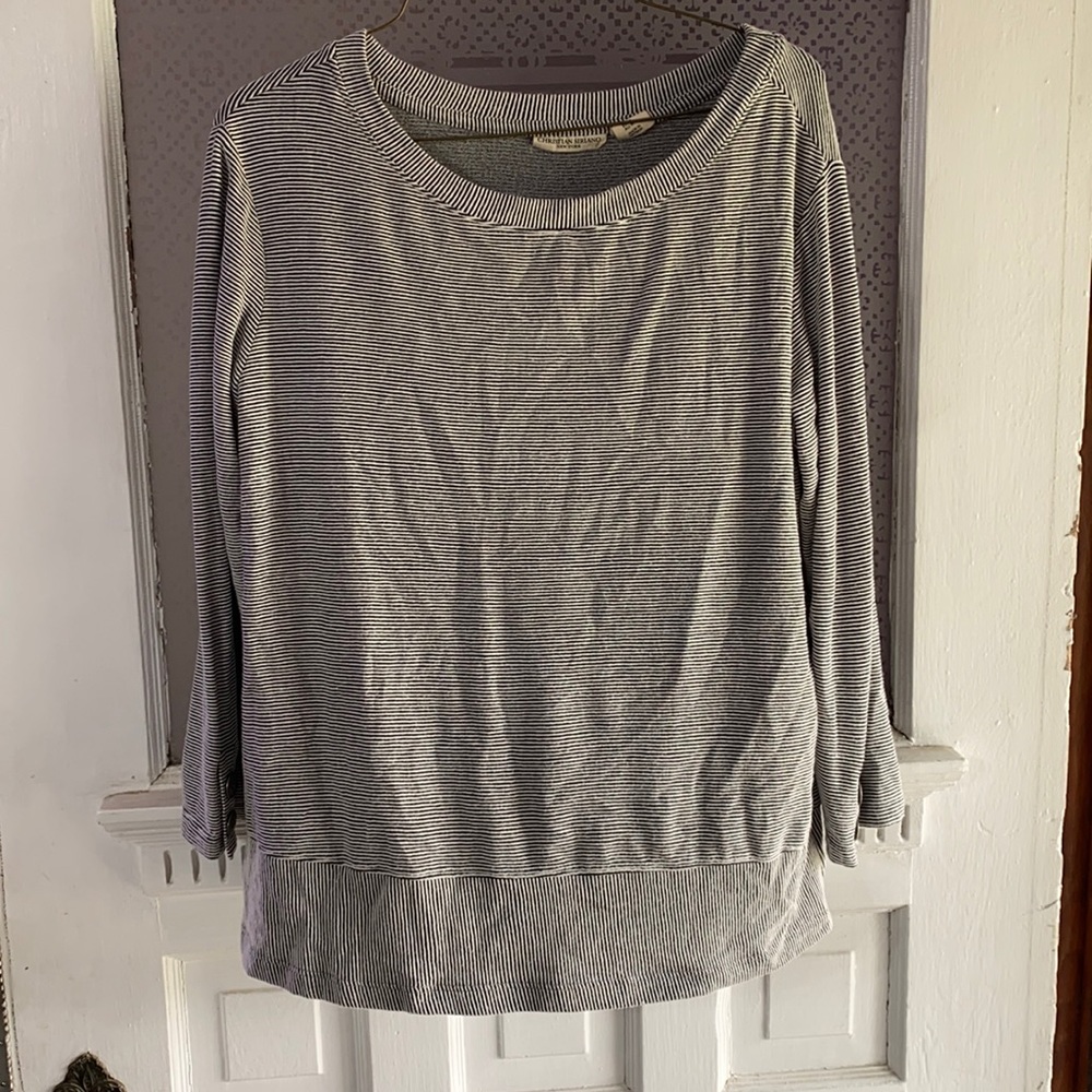 Women’s Christian Siriano striped top with button detailing on sleeves Medium